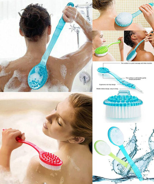 Pc Pink Sponge Long Soft Hair Bath Brush Doubleside Rub Shower Brush Back Scrubber Exfoliating Tool